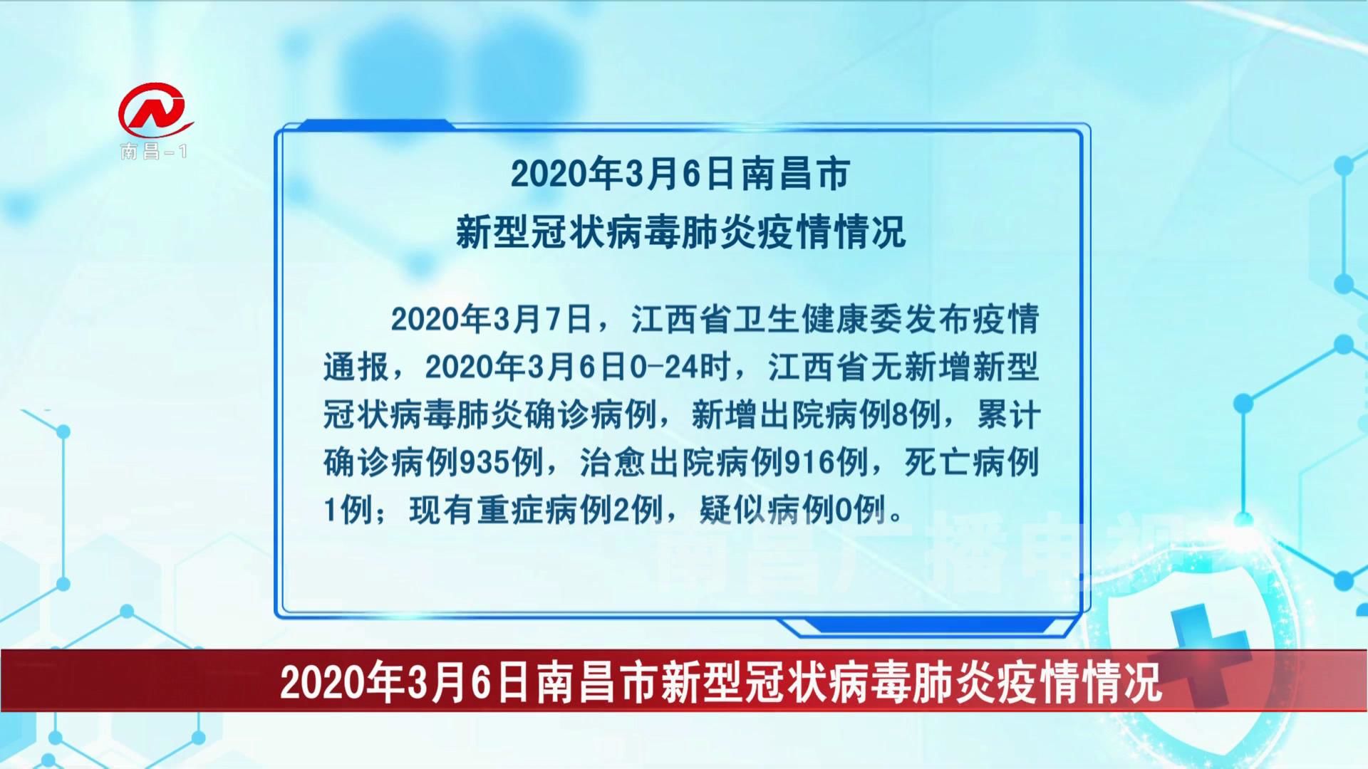 2020年3月6日南昌市新型冠状病毒肺炎疫情情况