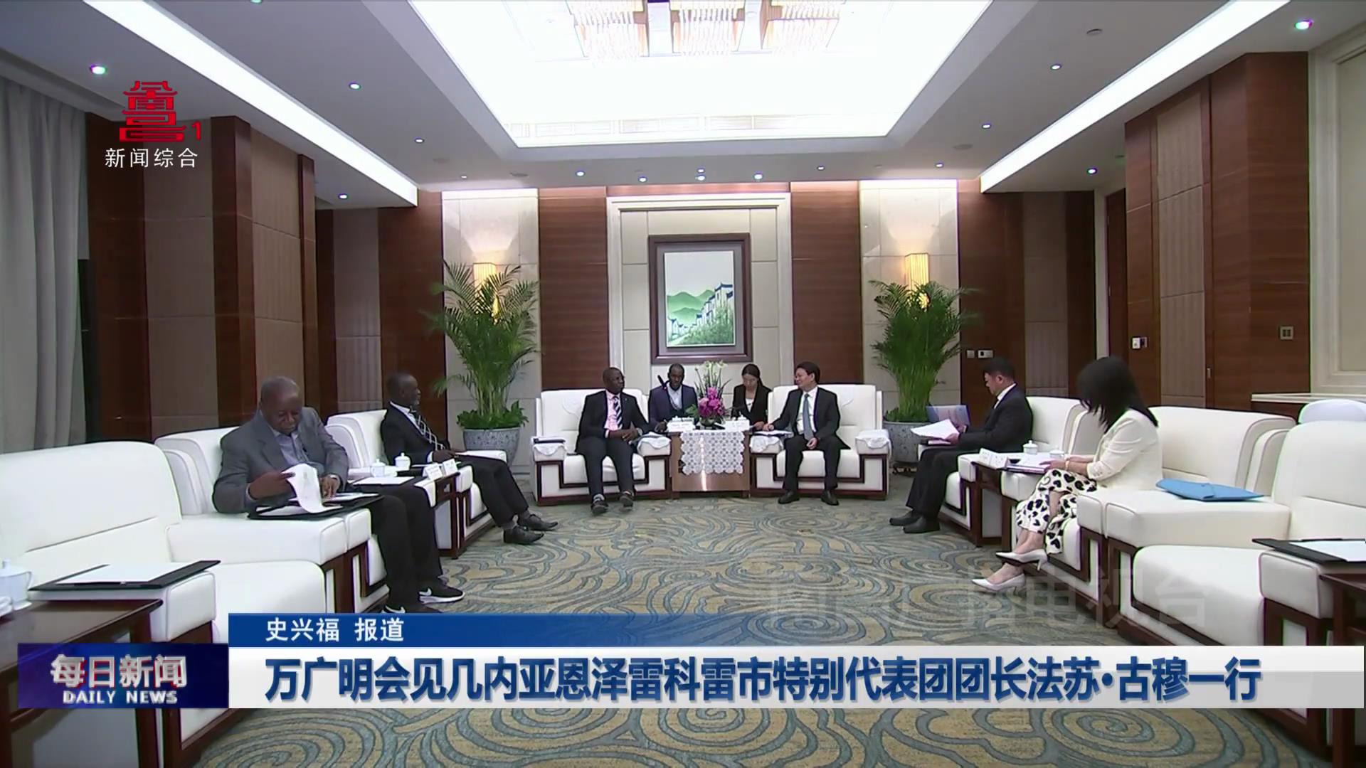 万广明会见几内亚恩泽雷科雷市特别代表团团长法苏·古穆一行