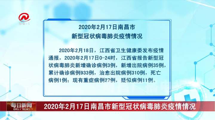 2020年2月17日南昌市新型冠状病毒肺炎疫情情况