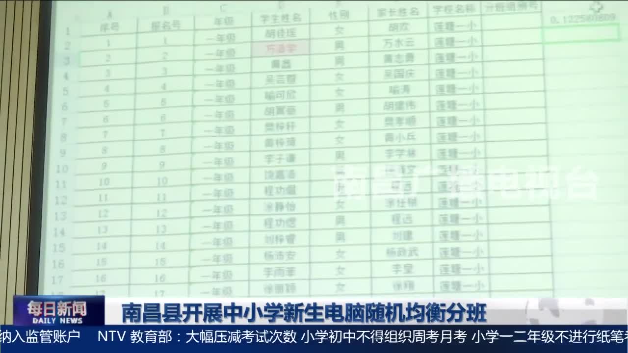 南昌县开展中小学新生电脑随机均衡分班