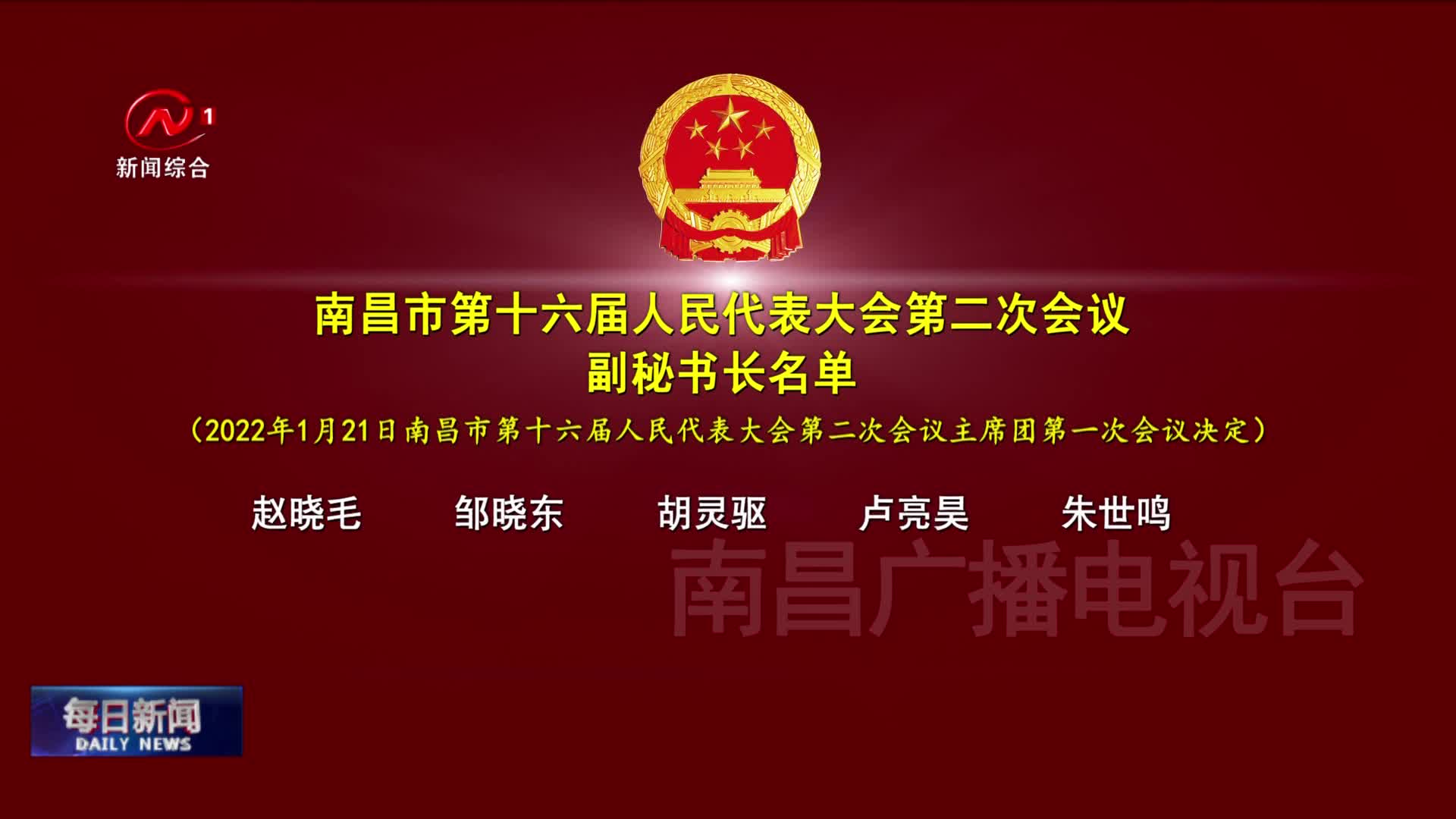 南昌市第十六届人民代表大会第二次会议副秘书长名单