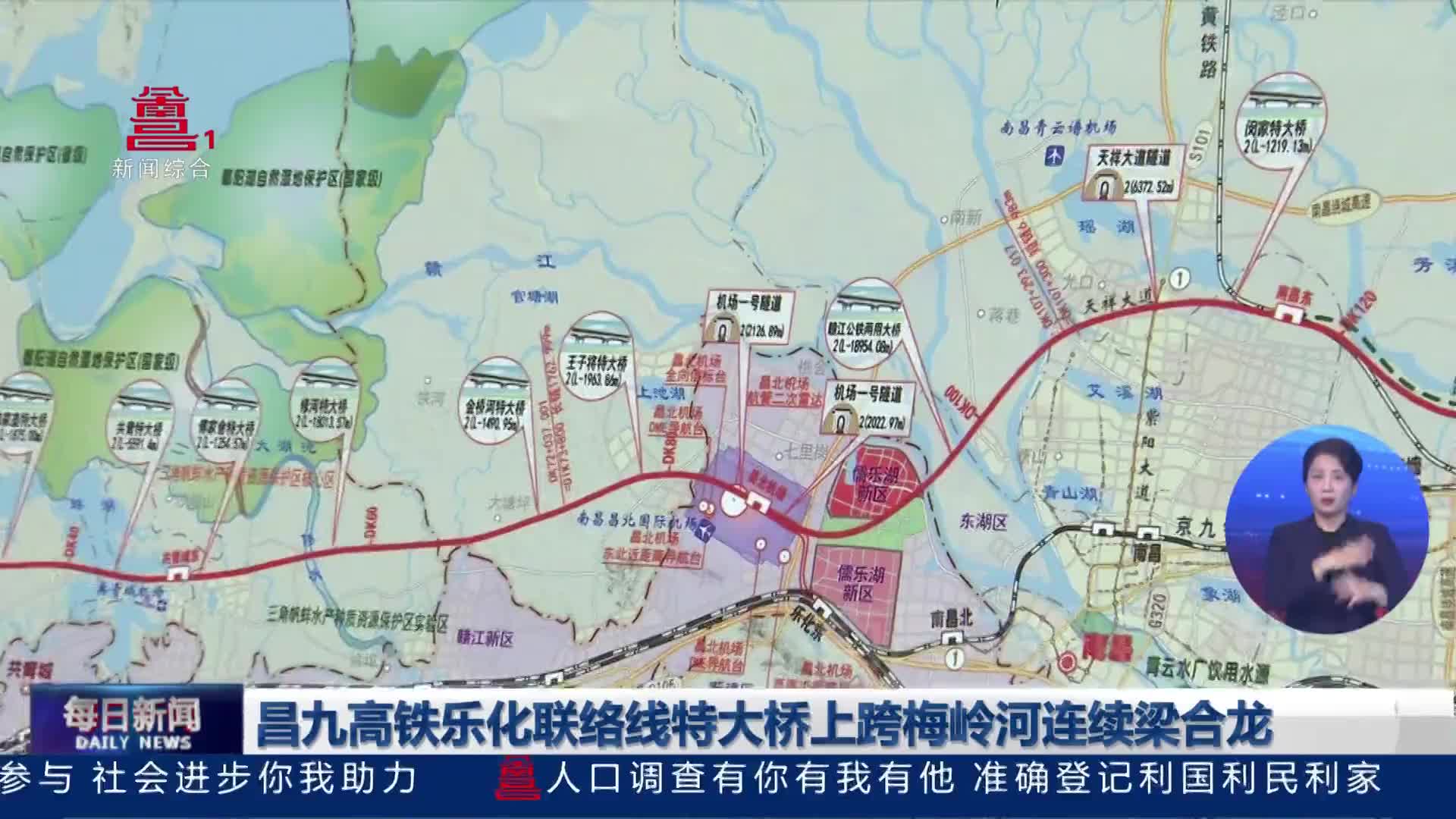 昌九高铁乐化联络线特大桥上跨梅岭河连续梁合龙