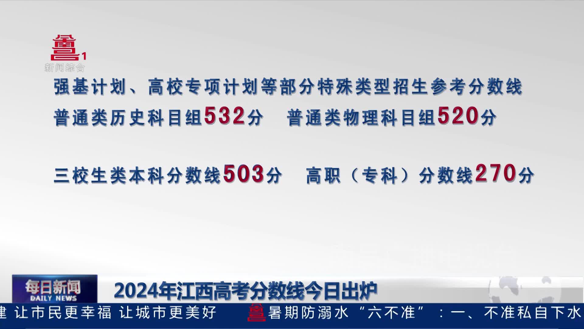 2024年江西高考分数线今日出炉