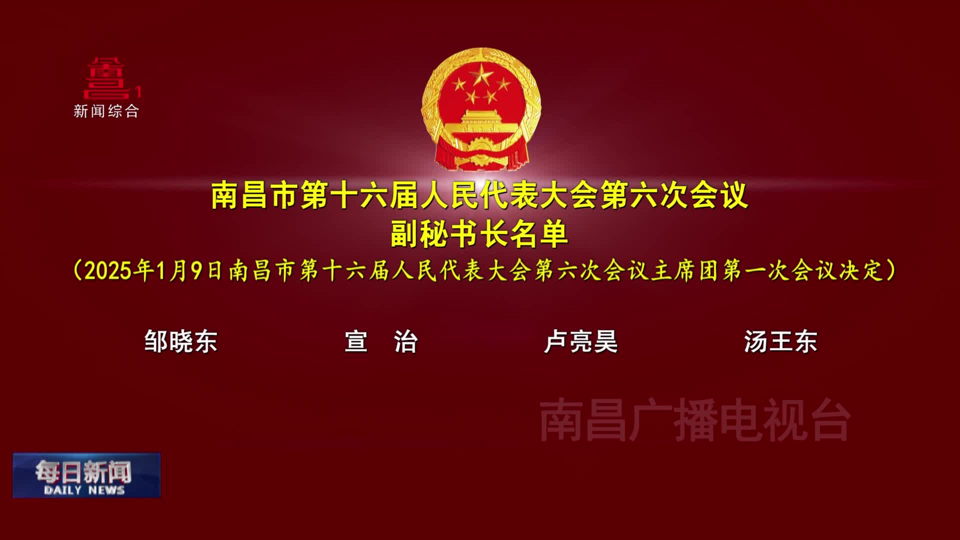 南昌市第十六届人民代表大会第六次会议副秘书长名单